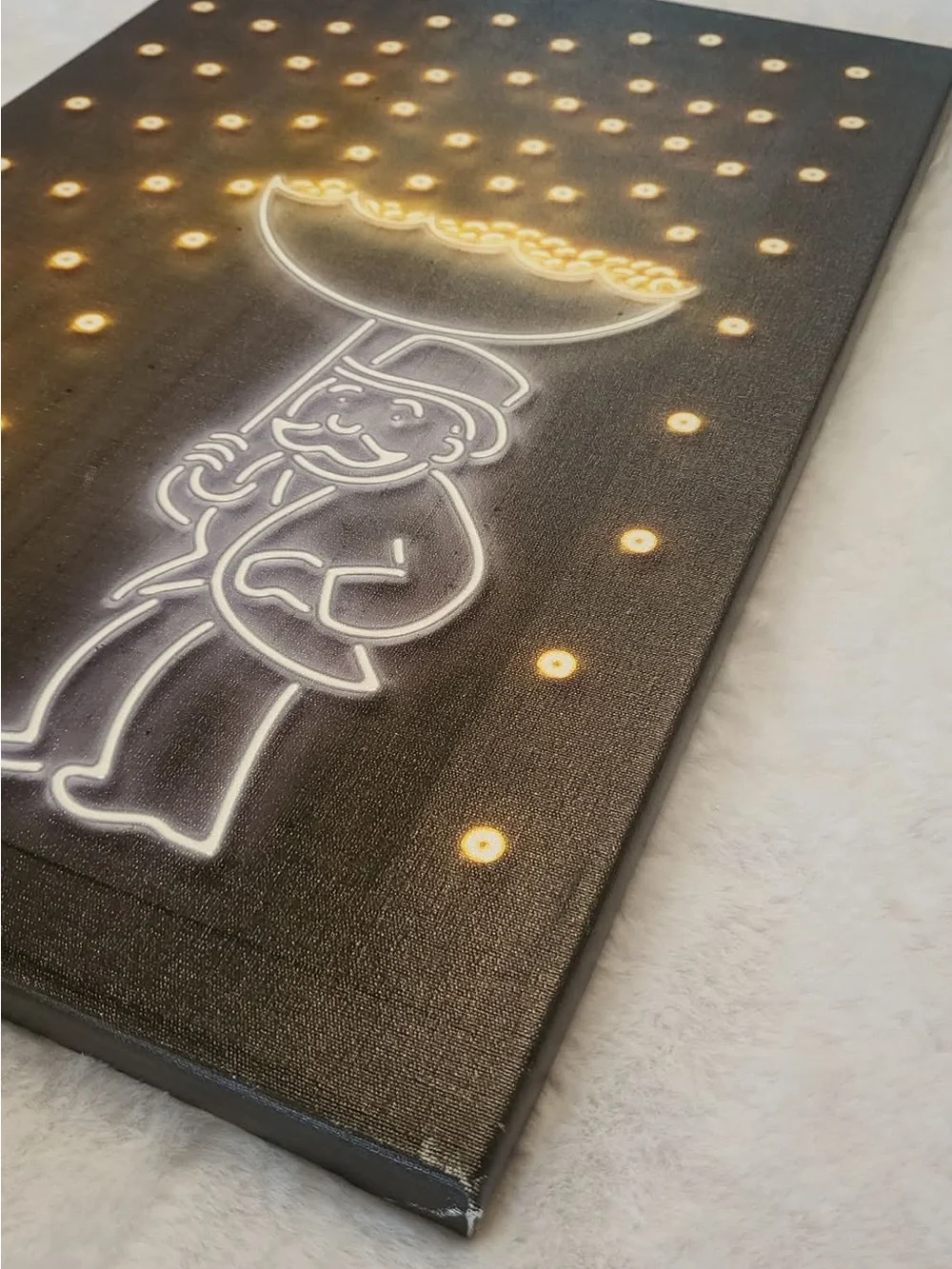 Monopoly Man Canvas Frame Art, Money Rain Wall Art 12x18